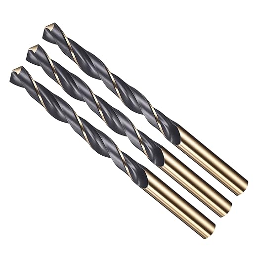 Drill Bit, 9.5mm Cutting Diameter, 4341 HSS Gold and Black 118° Cutting Angle Number Jobber Bits - (Applications: for Drilling Soft Metal Plastic Wood), 3-Pieces