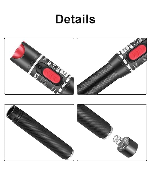 1pc Fiber Optic Visual Fault Locator VFL Fiber Optic Cable Tester with 1pcs Singlemode 9/125um FC Male to LC Female Adapter, Red Switch (Mode Number: VFL-50)