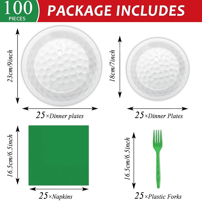 Qyeahkj 100 Pcs Golf Party Supplies Plates and Napkins Set Golf Birthday - Image 2