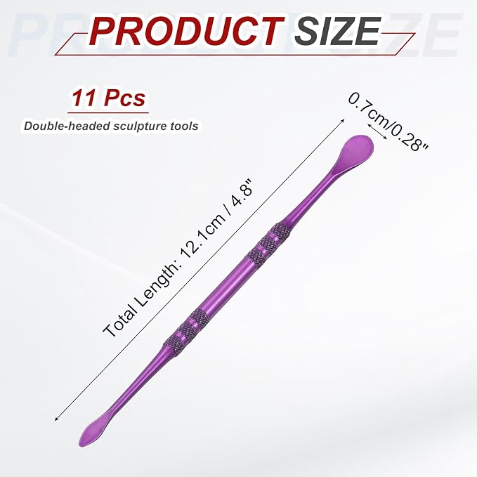 HARFINGTON 11pcs Wax Carving Tool 4.75" Double-Headed Stainless Steel Sculpture - Image 2