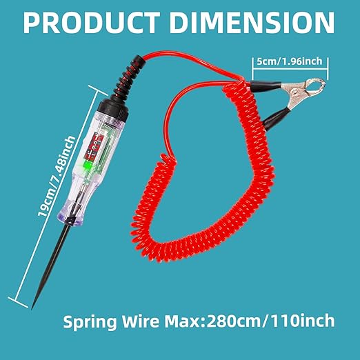 Upgraded Automotive Test Light 3-48V DC Digital LED Circuit Tester, Heavy Duty Light Tester with Voltmeter & Dual Color Polarity Indicate Light, Auto Voltage Tester Electric Light Test Pen