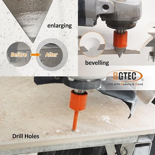 Diamond Core Drill Bit Kit BGTEC Diamond Hole Saw Tile Cutter for Porcelain Tile Ceramic Marble Brick Granite Stone, 5/8"-11 Thread Hole Saw 6/8/10mm+4/5" Chamfer Bits