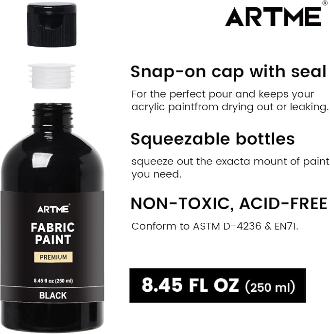 ARTME Black Fabric Paint, 8.45 oz Fabric Paint - Image 2