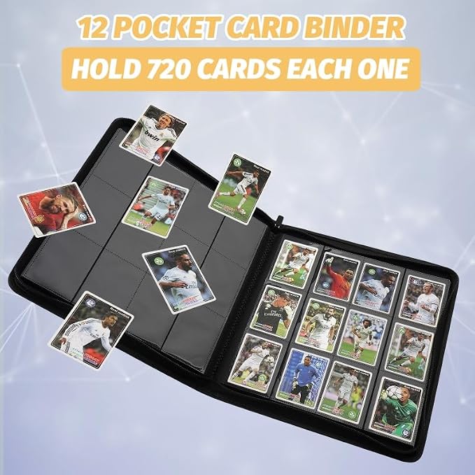 12 Pocket Ringless Side Loading Trading Card Binder, 720 Cards PU Fixed Page - Image 7