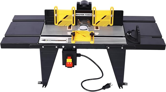 Electric Benchtop Router Table Wood Working Tool Craftsman Tool Stands Woodworking Bench Table Aluminum Strong Structure Tables for Woodworking Tasks (Black, 34")