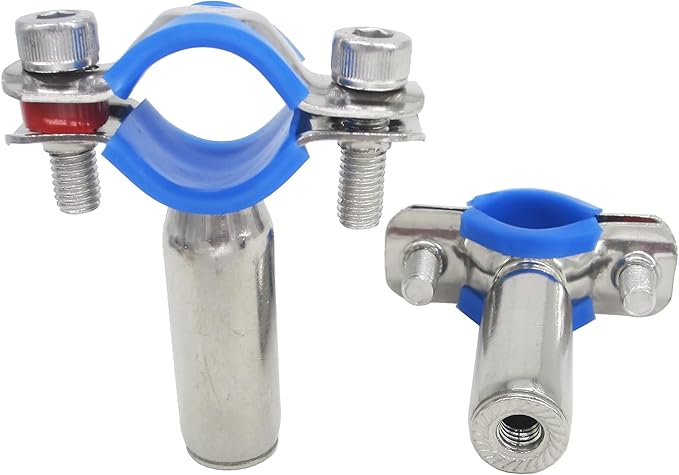 Stainless Steel Adjustable Pipe Clamp Bracket - Wall/Ceiling Mount Support for 3/4-Inch (25mm) Pipe, Heavy-Duty Rustproof Brackets with Screws, Female Type, Set of 2