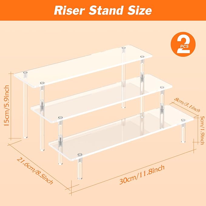 3 Tier Acrylic Display Risers, Large Perfume Organizer Stand | Clear Cupcake - Image 2