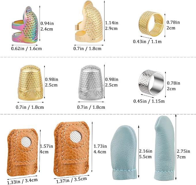 10 Pcs Sewing Thimbles for Hand Sewing, Leather Thimbles, Metal Sewing Finger - Image 2