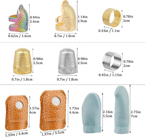 10 Pcs Sewing Thimbles for Hand Sewing, Leather Thimbles, Metal Sewing Finger - Image 2