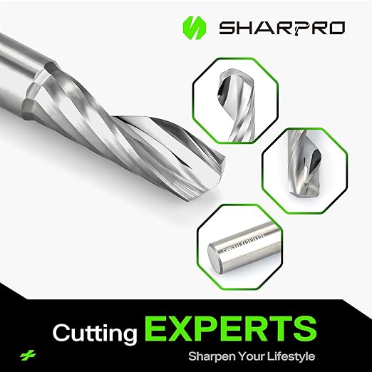O Flute Upcut Spiral Router Bit 1/4 Inch Shank 1/4" Cutting Dia. 1" CL. 3" OVL. Carbide Single Flute CNC Router Bit, Ideal for Aluminum, Plastic, Acrylic, Wood, MDF and PVC
