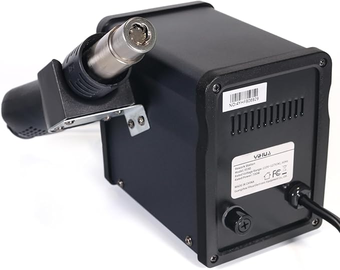 YIHUA 959D-Digital Hot Air Rework Station, High Power with 3 Memories, Airflow Efficiency, °F /°C Display, Accurate Temp.(212°F~932°F), Brushed Aluminum Panel & Safety Features