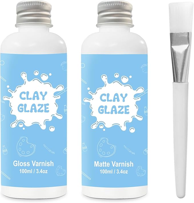 EIGTWEN 2 x 100ml Air Dry Clay Glaze, Gloss & Matte Finish, Prevents Cracking by EIGTWEN