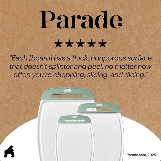 GORILLA GRIP BPA-Free Reversible Kitchen Cutting Board Set of 3, US Designed - Image 9