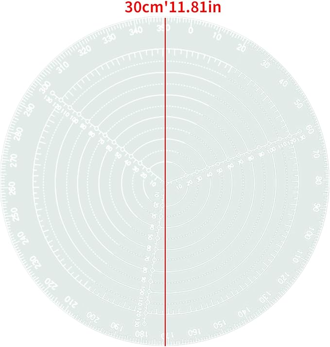 300 mm/11.8 Inch Round Center Finder Compass for Drawing Circles Lathe Work and Woodturners Acrylic Drawing Circles Diameter