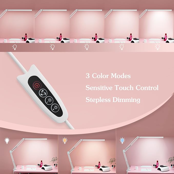 LED Desk Lamp, Manicure Table Lamp, Dimmable Eye-Caring Drafting Light - Image 4