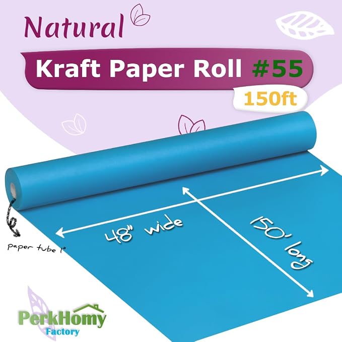PerkHomy Lake Blue Kraft Paper Roll 48" x 1 - Image 2