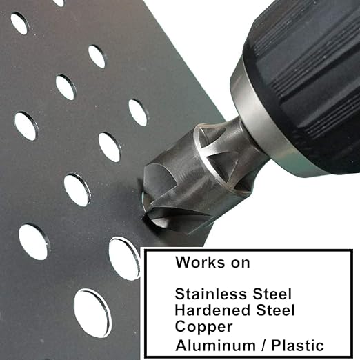 CONQUER Tools 5 Flute Metal Countersink Drill Bit, 87 Degree for 1/4'' Hex Shank Fit 1/8"-3/4"(3mm-19mm), Burr Removal, Deburring Beveling Chamfer Tool, Holes Shaping Trimming, Inner/Pipe Reamer