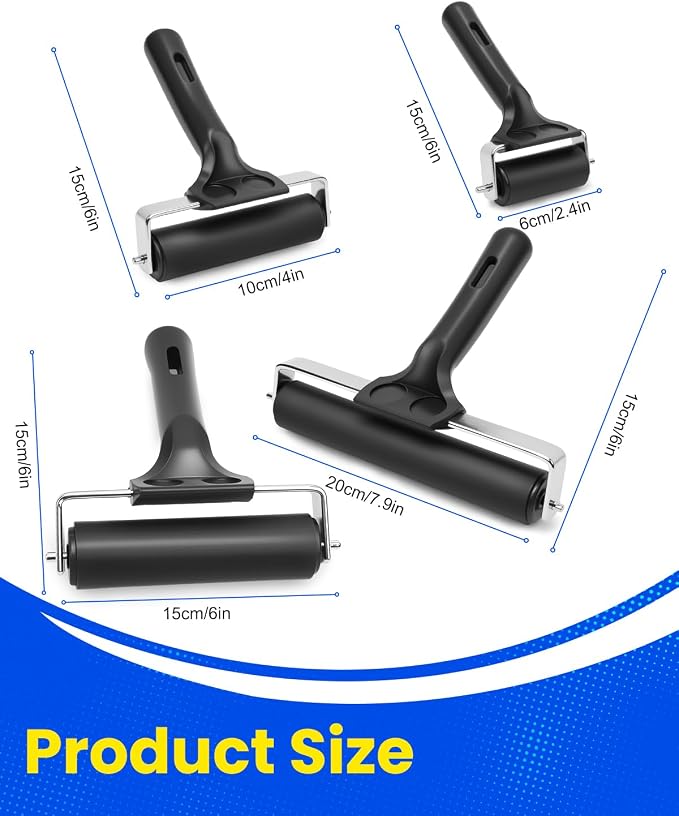 UCEC 4 Pack Brayer Rollers for Crafting – Durable Rubber Ink Roller, Brayer - Image 2