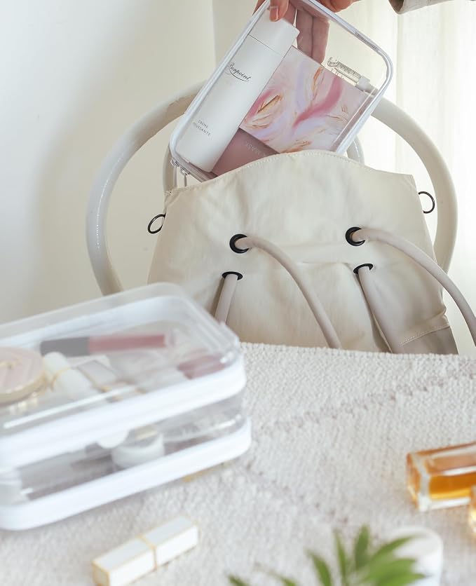 CoiiJoii 6PCS Clear Hard Shell Zipper Case, Portable Cosmetic Bag - Image 4