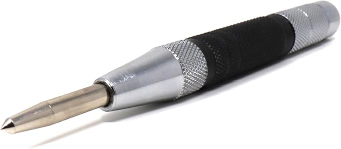 Super Strong Automatic Center Punch - 6 inch Black Steel Spring Loaded Center Hole Punch with Adjustable Tension, Hand Tool for Metal or Wood with Zippered Hard Shell Carry Case - Pack of 2