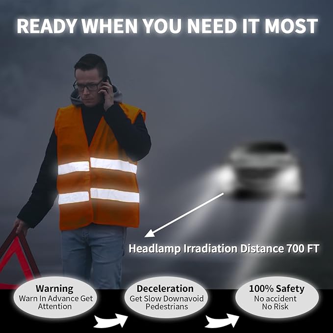 Safety Vest, Reflective High Visibility Construction Vest for Men, Work, Cycling, Runner, Surveyor, Volunteer, Road