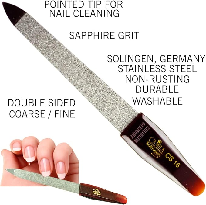 CS16 Sapphire Metal Nail File for Natural Nails Fingernail and Toenail Care, 3.5" Double Sided Coarse and Fine for Manicure and Pedicure