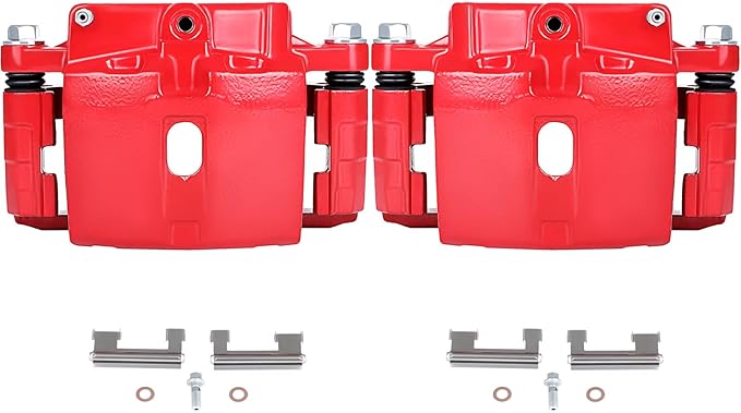 SCITOO Front Left+Right Brake Calipers With Bracket 18-B4728 18-B4729 Red Compatible For Cadillac 2002-2006 For Chevrolet 1999-2009 For GMC 1999-2008 For Hummer 2003-2008