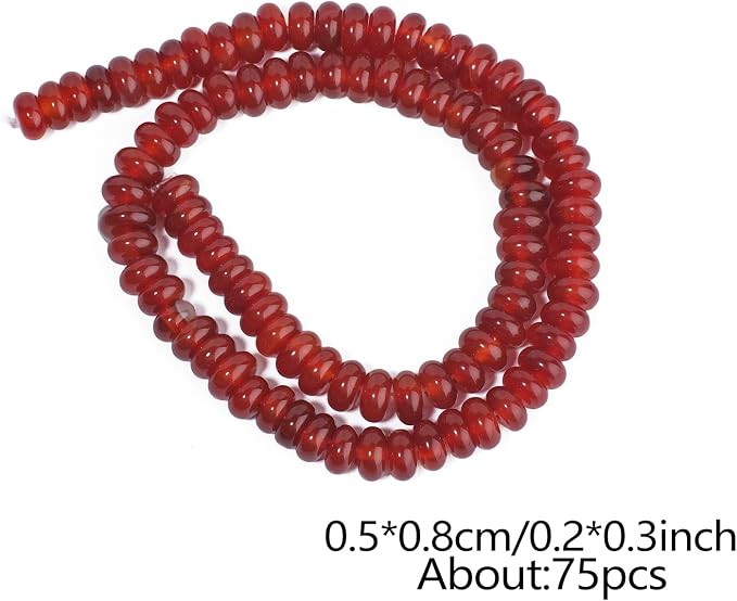 Songxi 5x8mm Natural Red Agate Stone Rondelle Beads, Gemstone - Image 2