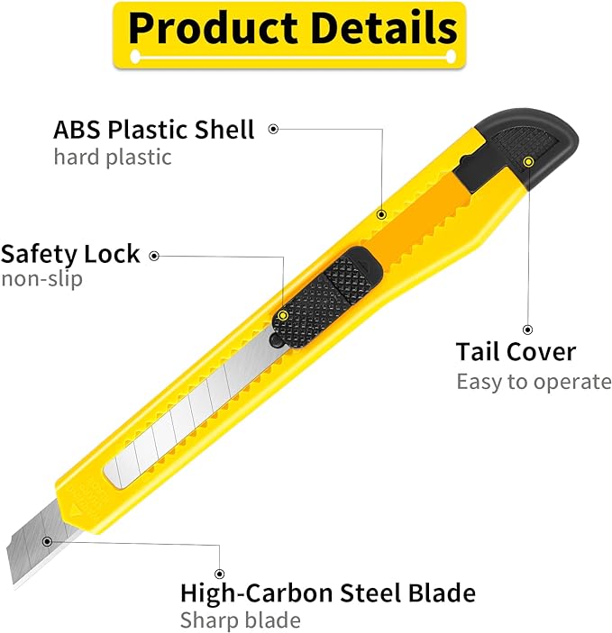 8 Pack Utility Knife Box Cutters Box Cutter Retractable, Compact Utility Knives - Image 3