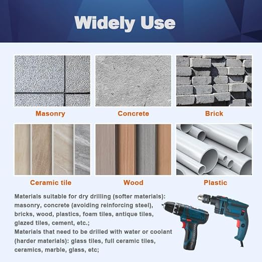 Carbide Drill Bit Set - Dry Drill Bit Set for Masonry, Concrete, Bricks, Wood, Plastic etc(6 * 5/8 * 2/10 * 2/12MM Quick-fit Shank)
