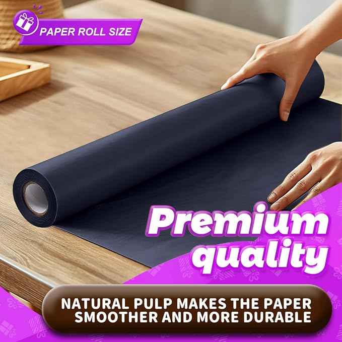 PerkHomy Navy Blue Kraft Paper Roll 17.5" x 760" - Image 3