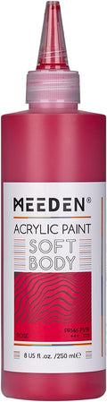 MEEDEN Soft Body Acrylic Paint: Rose Red Matte Finish - 250ml/8.45oz Bulk by MEEDEN