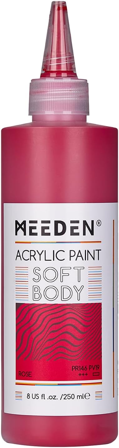 MEEDEN Soft Body Acrylic Paint: Rose Red Matte Finish - 250ml/8.45oz Bulk by MEEDEN