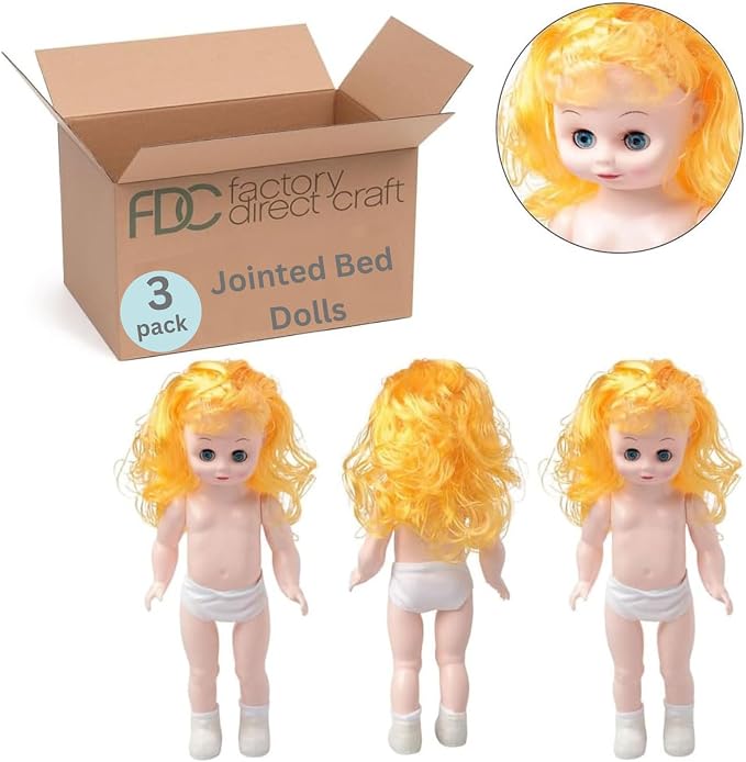 3 Golden Blonde Full‑Body Dolls – Plastic Craft Doll Models - Image 2