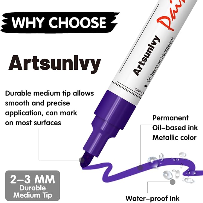 Purple Paint Pens Permanent Markers - Image 4