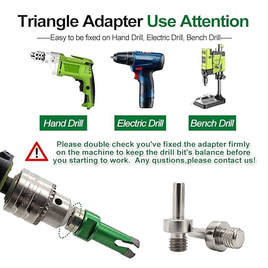 Tile Hole Saw Kit - 6/6/8/35/50/65mm Diamond Core Drill Bit+1" Versatile Drilling Milling Bit+2" Beveling Chamfer Bit+SDS&Triangle Adapter to 5/8-11" Thread for Porcelain Ceramic Granite Marble
