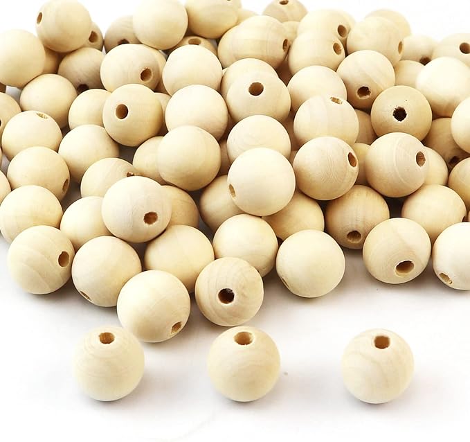 100pcs 18mm Wood Beads DIY Unfinished Round Wooden Loose Beads Natural Spacer by AqueensSquishiestoys