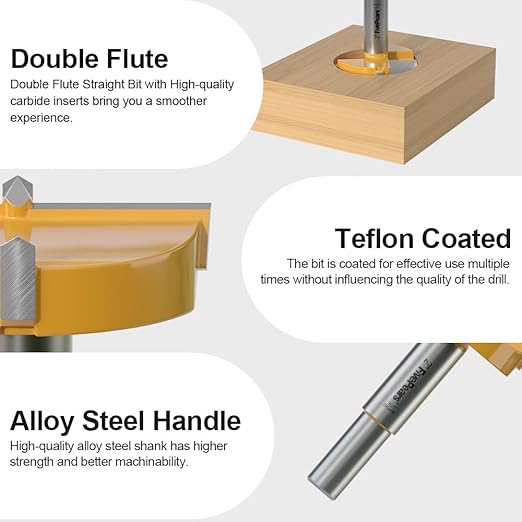 FivePears Forstner Drill Bit 1/2 inch Shank, 2 inch Cutting Diameter, Carbide Tipped Wood Hole Saw Auger Opener, Hole Opener Hinge Hole Cutter for Woodworking, Plastic, Plywood Products