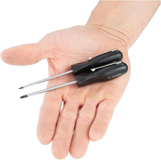 OEMTOOLS 22590 2 Piece Pocket Screwdriver Set, Mini Screwdriver Set, 2 Piece Set with Small Flathead Screwdriver and Phillips Head Screwdriver