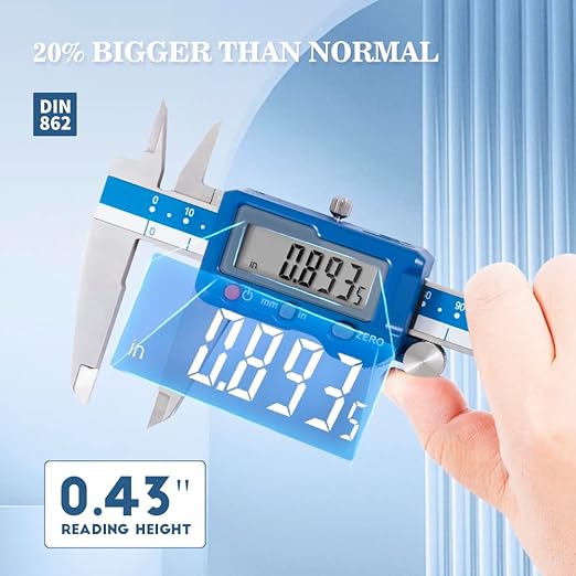 Dasqua 8"Inch/200mm Digital Caliper Electronic Industrial, Stainless Steel, with Large LCD Screen and Storage Case Auto Off Featured Measuring Tool, Resolution 0.0005"/0.01mm, Accuracy 0.0015”/0.03mm