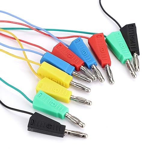 Sumnacon 10 Pcs Stackable Banana Plug to Male Jumper Wire - 26 AWG Binding Post to Solderless Breadboard Jumper Wire, Soft Silicone Flexible Wire Leads for Electrical Testing