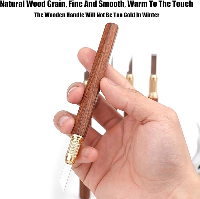 TOOLCOOL Precision Craft Knife Exacto Knife Hobby Knife Set Wooden Handle - Image 5
