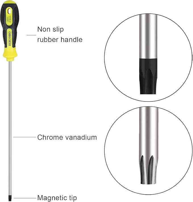 Extra Long Torx Screwdrivers Set, length 12-inch T10-T30, plus Long star Screwdrivers, Setwith Magnetizer/Demagnetizer Tool 6-Piece