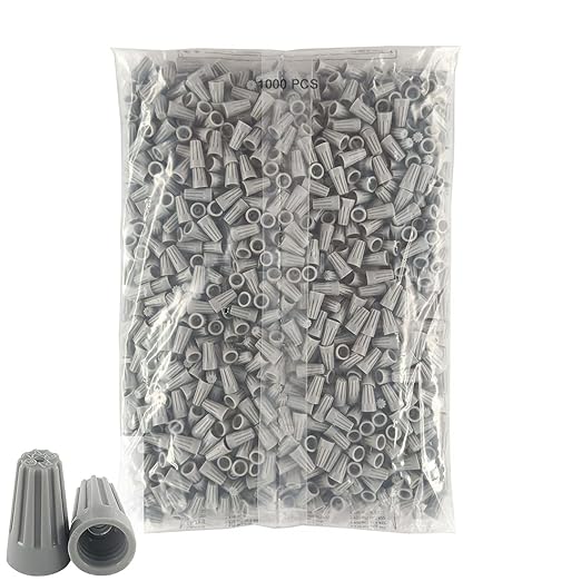 UL Listed Grey Electrical Wire End Connectors Ribbed Caps Bulk 1000 Pack Small Twist-on Wire Connectors Nuts 22-14 AWG,P1 Type Screw Terminals