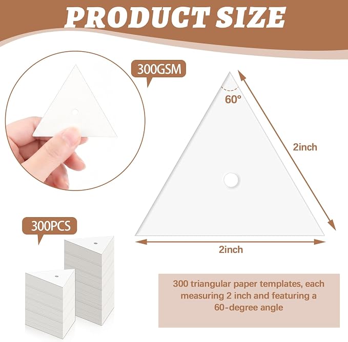 300 PCS 2" Equilateral Triangle Paper Piecing Templates, Quilting Templates - Image 2