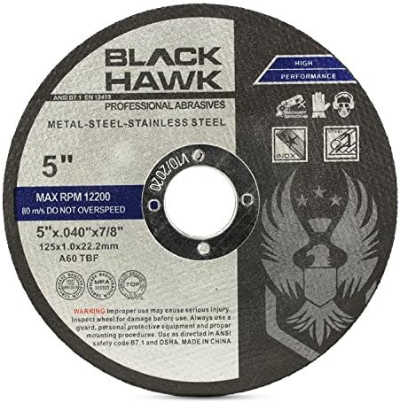 BHA Metal and Stainless Steel Thin Cut Off Wheels for Angle Grinders, 5” x .040” x 7/8” - 25 Pack