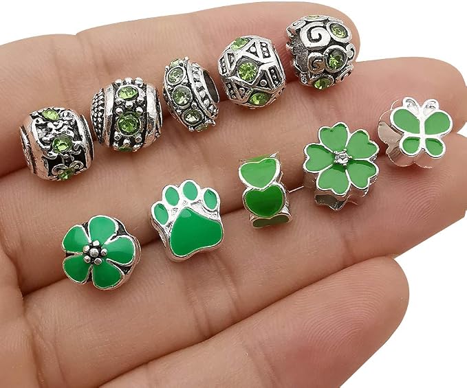 50pcs Assorted Green Resin Imitation Glass European Large Hole Beads Rhinestone - Image 6