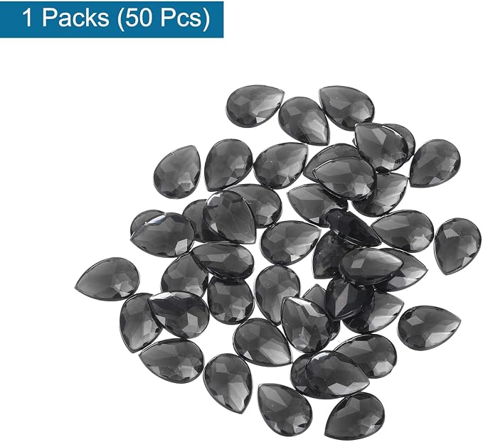 MECCANIXITY 50PCS Flat Back Acrylic Teardrop Gems 10x14mm Artificial Rhinestones - Image 3
