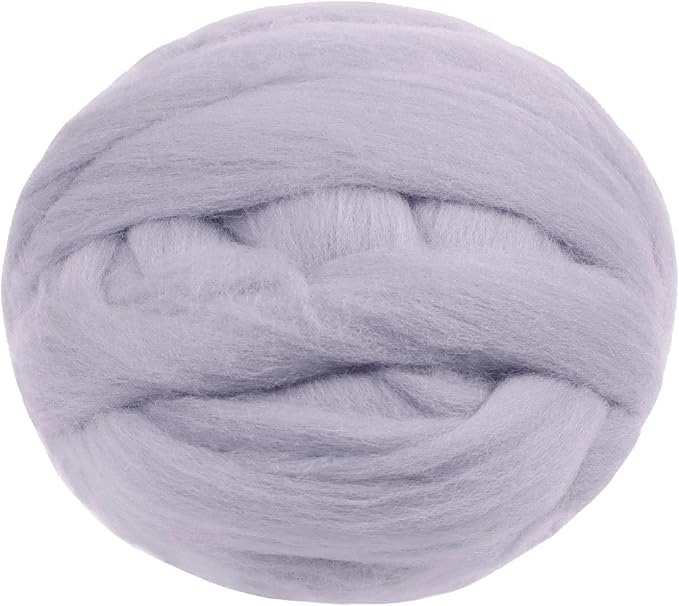 JeogYong Needle Felting Wool, 3.53oz Wool Roving Chunky Wool Yarn, Light Grey by JeogYong