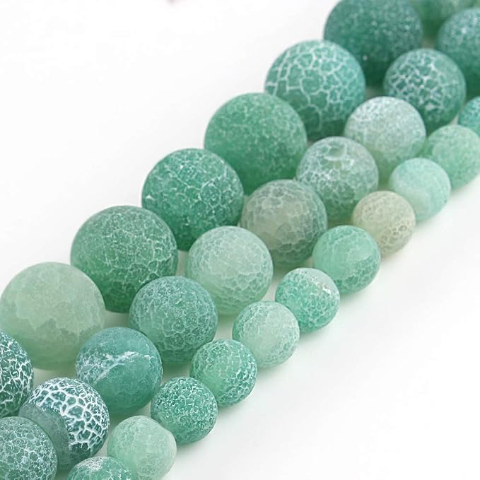 36pcs Natural Matte Green Oxidized Gemstone Beads，10mm Frosted Round Loose - Image 5